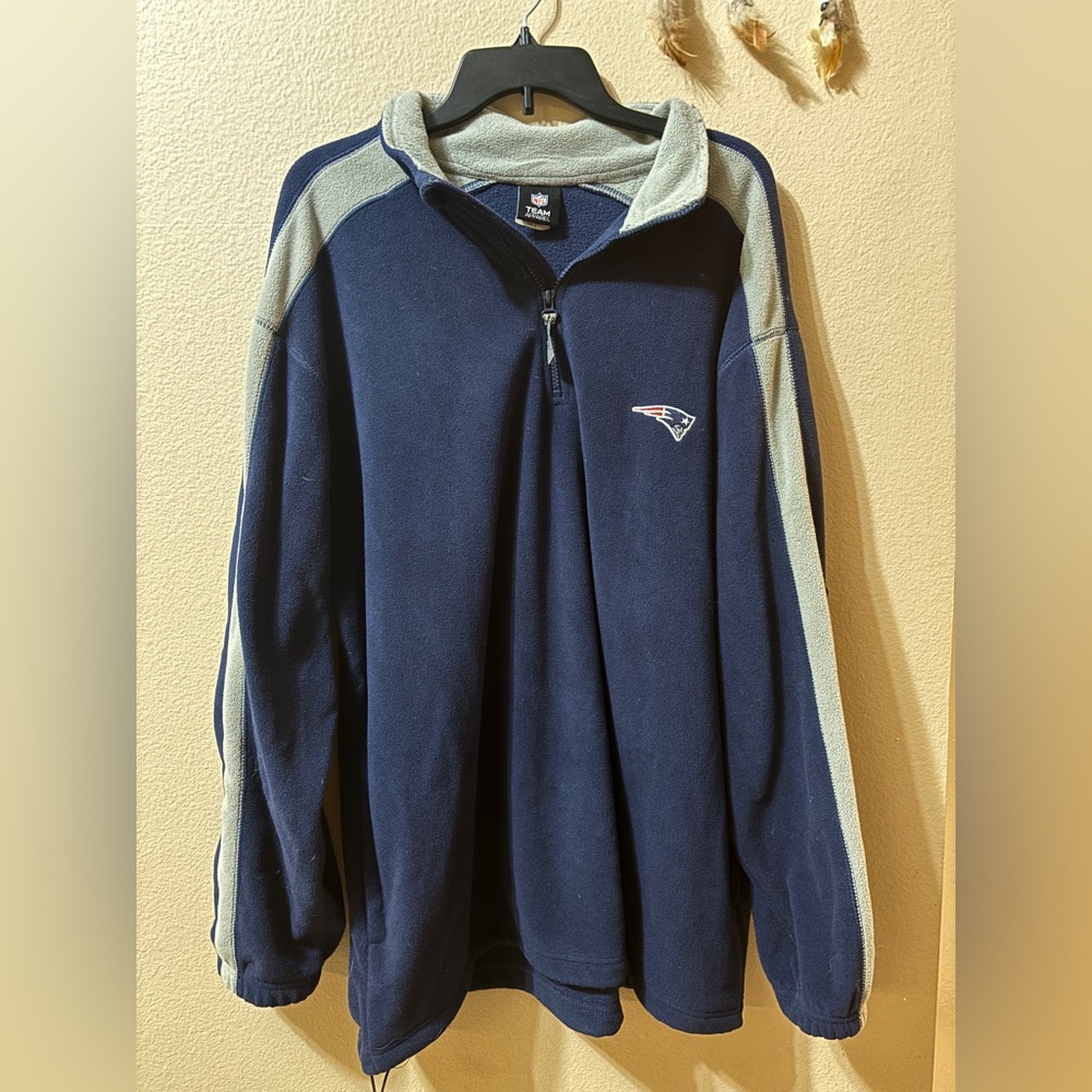 NFL Team Apparel New England Patriots Quarter Zip Pullover Fleece Mens XL - Picture 2 of 4